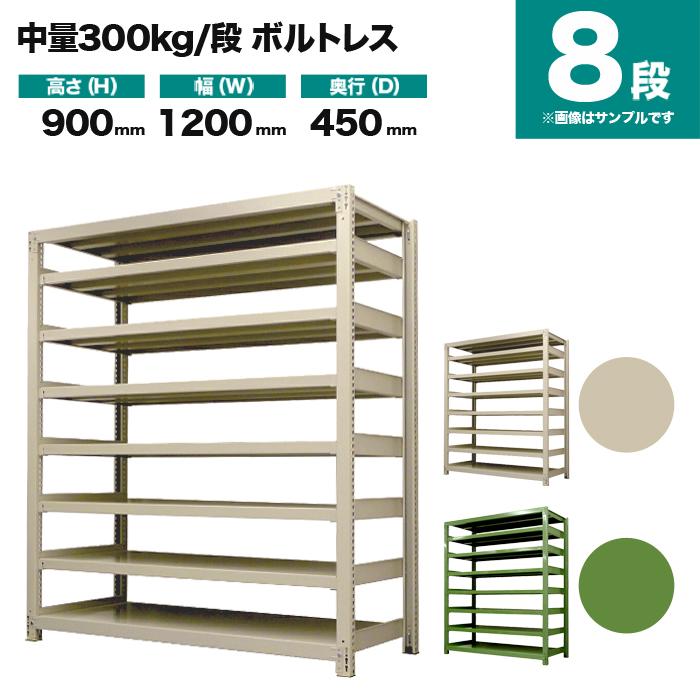 スチールラック 業務用 高さ90 幅120 奥行45cm 8段 300kg/段(ボルトレス) 単体 重量(78kg)_1