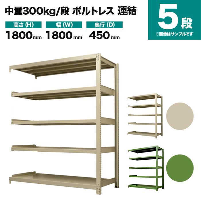 スチールラック 業務用 高さ180 幅180 奥行45cm 5段 300kg/段(ボルトレス) 連結 重量(83kg)｜neosteel｜02