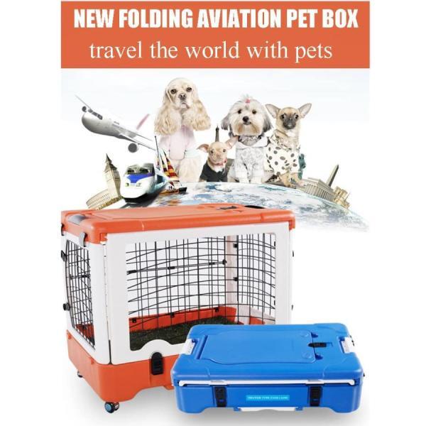 期間セール ！ 金属製の犬用クレート、ペットオレンジの金属製折りたたみケージ、噛みにくいプラスチック製のベーストレイとキャリアハンドルでアップグレード、子犬の旅行、ト 【WSO1990735741】(71373円)