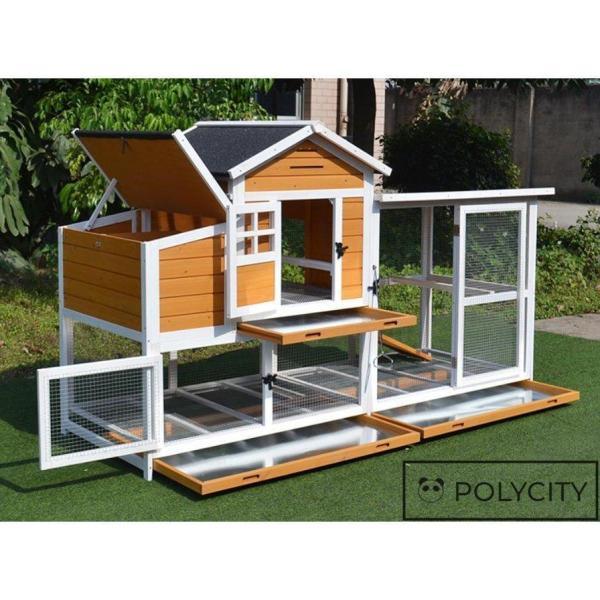 USED 特大別荘 飼育ケージ 大型 ペットケージ 鶏 鴨 はと うさぎ 室内外兼用 取り付けやすい 天然杉材 防腐材 木製 212*83*125cm 組立式 【HOV2830966820】(101498円)