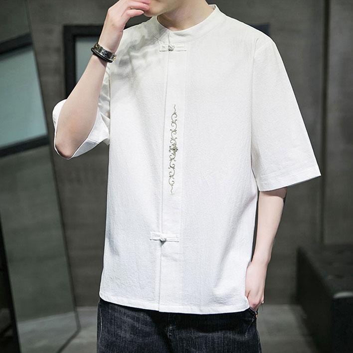 チャイナ服 メンズ ★chaiは最大ポイント3倍★ トップス 男性 春夏 チャイナTシャツ カジュアルチャイナ服 五分袖 普段着チャイナ 民族衣装 中国服 mt10 |  | 10