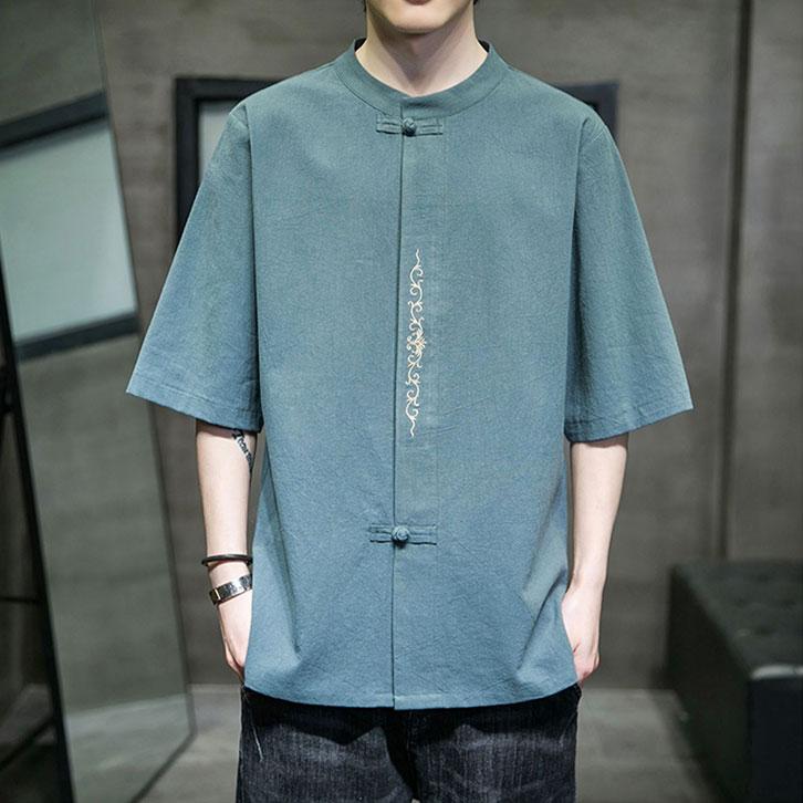 チャイナ服 メンズ ★chaiは最大ポイント3倍★ トップス 男性 春夏 チャイナTシャツ カジュアルチャイナ服 五分袖 普段着チャイナ 民族衣装 中国服 mt10 |  | 01