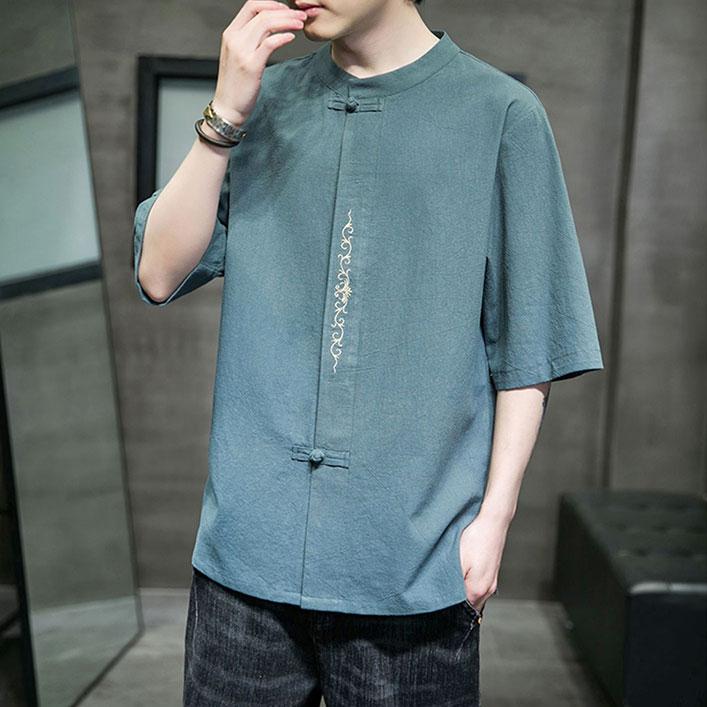 チャイナ服 メンズ ★chaiは最大ポイント3倍★ トップス 男性 春夏 チャイナTシャツ カジュアルチャイナ服 五分袖 普段着チャイナ 民族衣装 中国服 mt10 |  | 02