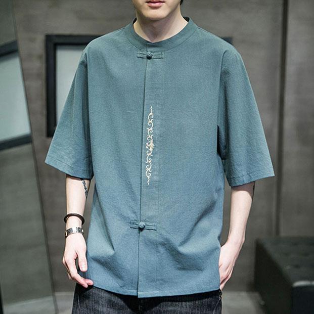 チャイナ服 メンズ ★chaiは最大ポイント3倍★ トップス 男性 春夏 チャイナTシャツ カジュアルチャイナ服 五分袖 普段着チャイナ 民族衣装 中国服 mt10 |  | 03