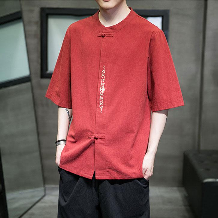 チャイナ服 メンズ ★chaiは最大ポイント3倍★ トップス 男性 春夏 チャイナTシャツ カジュアルチャイナ服 五分袖 普段着チャイナ 民族衣装 中国服 mt10 |  | 06