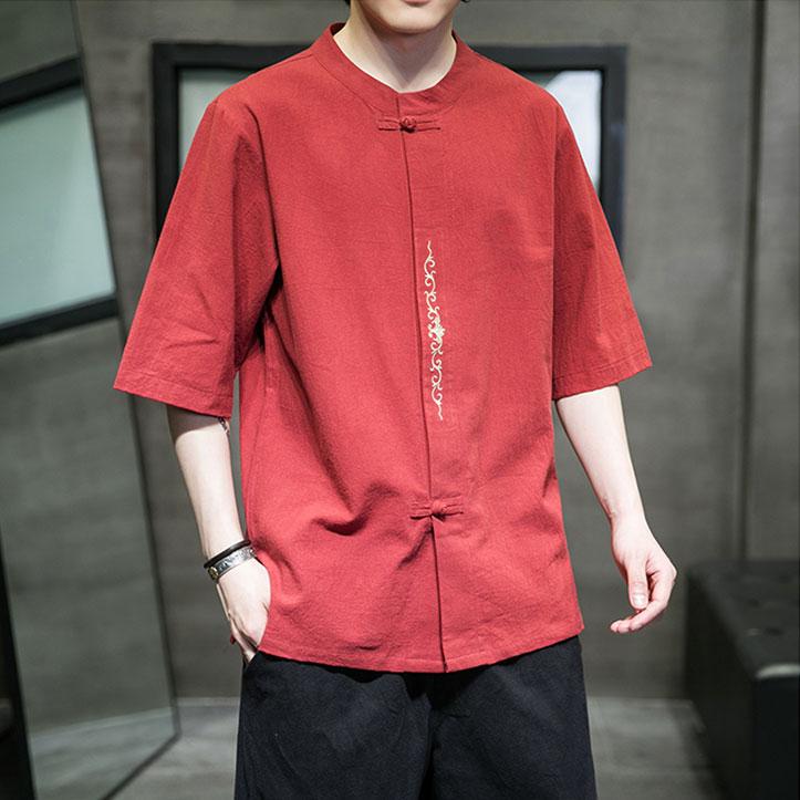 チャイナ服 メンズ ★chaiは最大ポイント3倍★ トップス 男性 春夏 チャイナTシャツ カジュアルチャイナ服 五分袖 普段着チャイナ 民族衣装 中国服 mt10 |  | 07