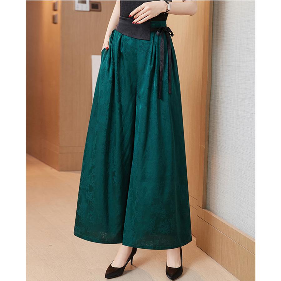 チャイナ服 ワイドパンツ ☆chaiはポイント最大3倍☆ ゆったり 総柄 雅