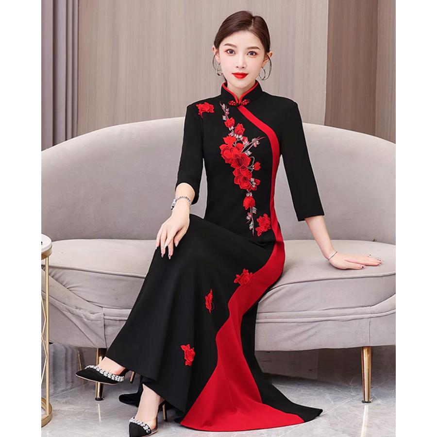 チャイナドレス チャイナ服 ☆chaiはポイント最大3倍☆ ロングドレス