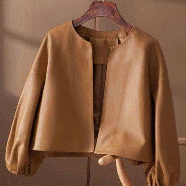 直営ストア レザー ジャケット ノーカラージャケット レディース