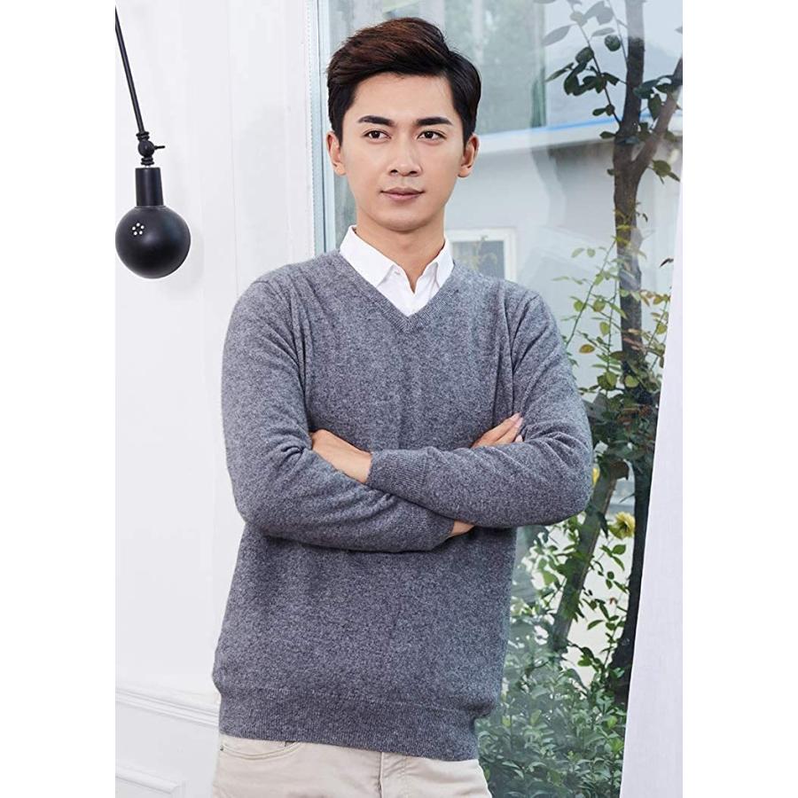 100 の保証 メンズ カシミヤ100 セーター ｖネック 高級 グレー Xxl 最新コレックション Klientsoft Com