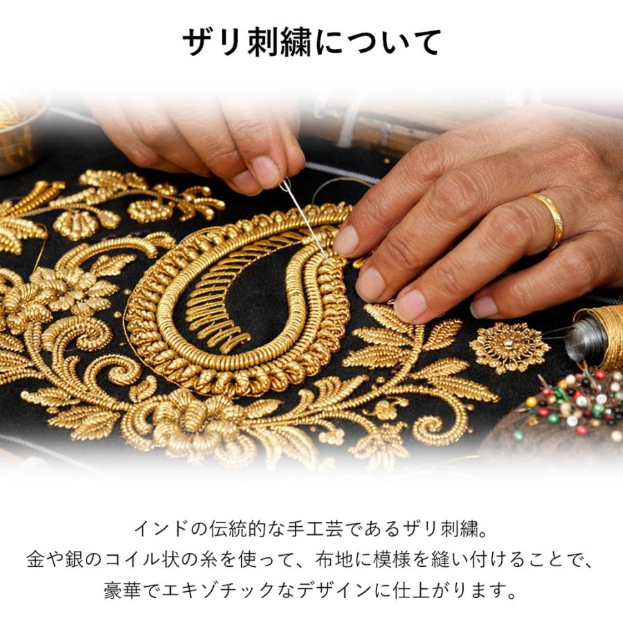 ポーチ ザリ刺しゅう フラワーモチーフ ガラスビーズ レディース 刺繍