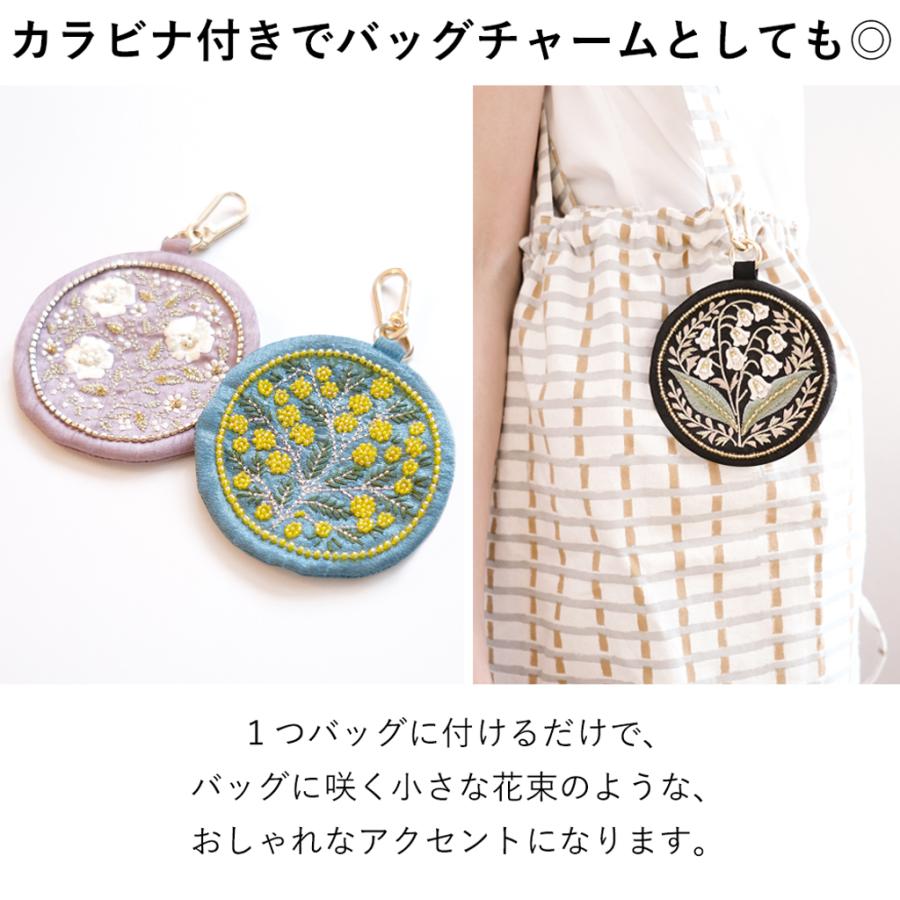 ポーチ ザリ刺しゅう フラワーモチーフ ガラスビーズ レディース 刺繍