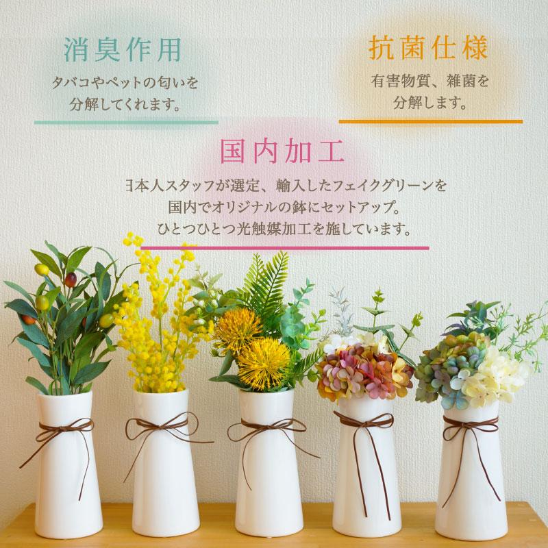 フェイクグリーン 光触媒 消臭 抗菌 陶器 オリーブ ブーケ ミモザ 店舗