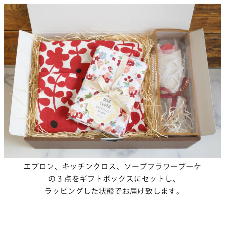 ギフトセット エプロン ソープフラワー 花 キッチンクロス 母の日 誕生