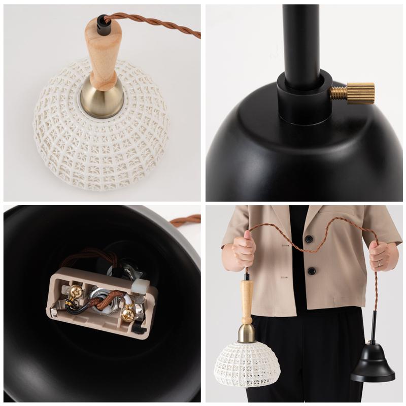 照明 ライト LED対応 天然木 陶器 吊り下げ式 ペンダントライト