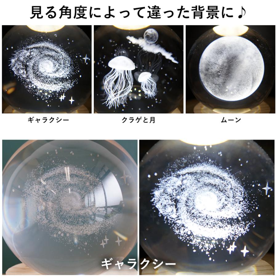 LEDライト 照明 USB ガラスボールライト 3D 月 宇宙 ギャラクシー