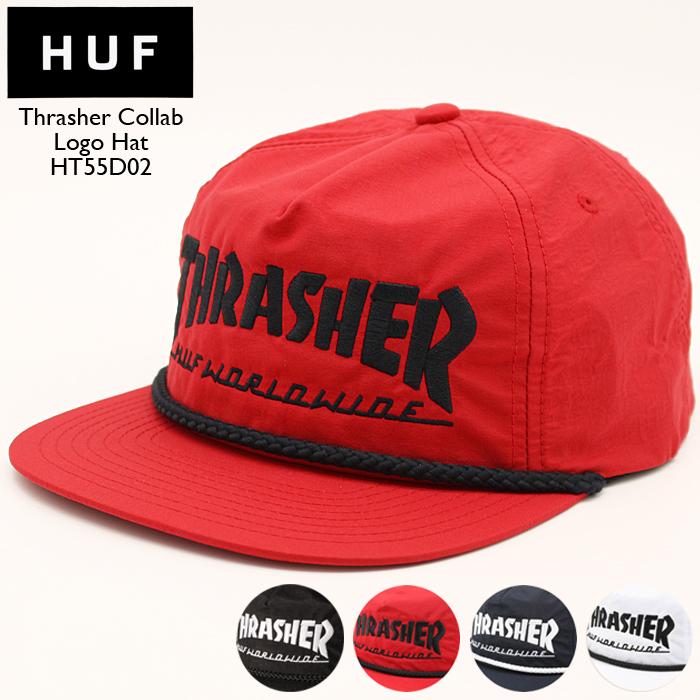ハフ スラッシャー キャップ 帽子 HUF Thrasher Collab 超人気の Logo Hat White コラボ Black 人気特価激安 Navy スナップバック Red ロゴ コラボレーション HT55D02