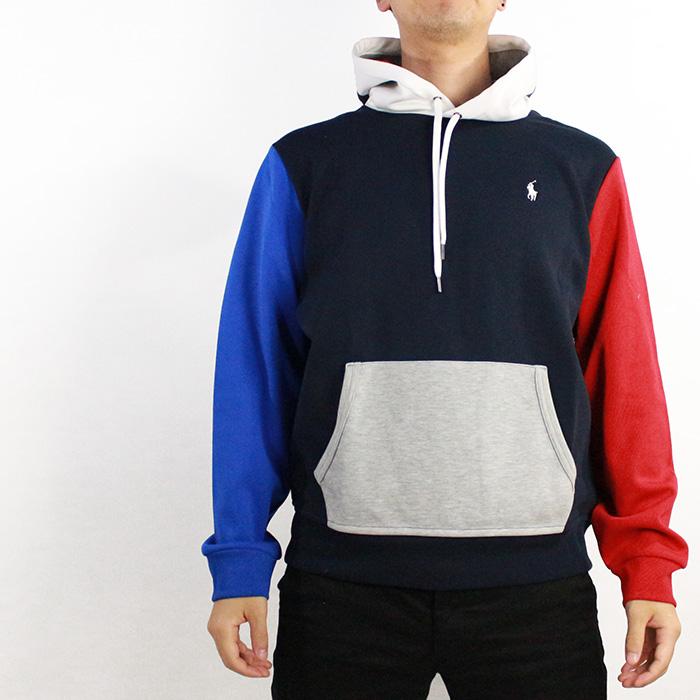 ポロ ラルフローレン プルオーバー パーカー POLO RALPH LAUREN DOUBLE KNIT TECH 710781439001 Aviater Navy Multi カラーブロックド ロゴ フーディ 秋冬｜nest001｜02