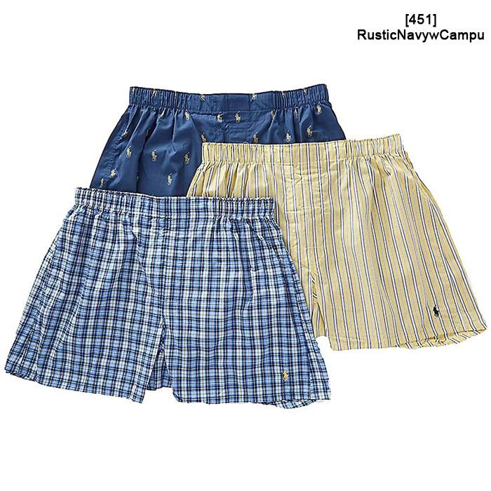 ポロ ラルフローレン トランクスタイプ 3枚セット POLO RALPH LAUREN P3 CLASSIC FIT PACKAGED WOVEN BOXERS RCWBP3 Navy Yellow Blue Black メンズ｜nest001｜03