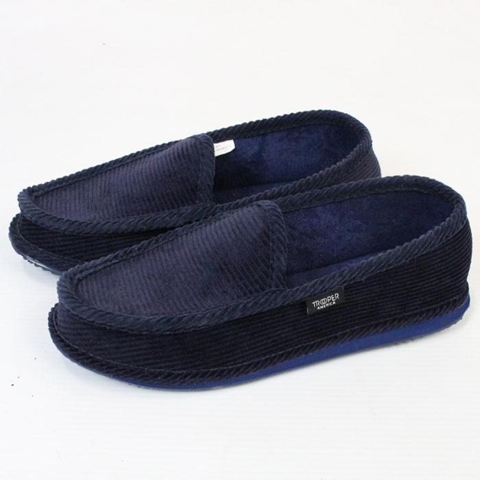トゥルーパーアメリカ スリッポン ハウスシューズ TROOPER AMERICA Black Navy【USサイズ】KK-003 コーデュロイ ルームシューズ カジュアル シューズ 靴