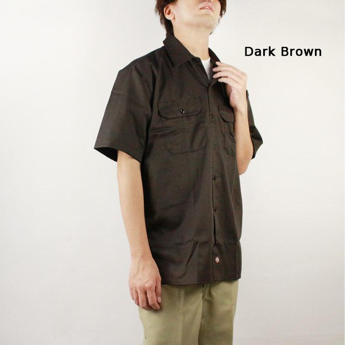 ディッキーズ ワークシャツ Dickies SHORT SLEEVE WORK SHIRT 1574 オリジナルフィット 作業着 仕事着 半袖シャツ  Black Charcoal Green Khaki Navy Brown