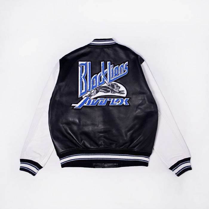アヴィレックス ブラックライオンズ バーシティジャケット AVIREX BLACK LIONS VARCITY JACKET AVS241O06 Black ブラック 黒 スタジャン スタジアムジャンバーの画像
