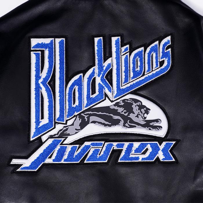 アヴィレックス ブラックライオンズ バーシティジャケット AVIREX BLACK LIONS VARCITY JACKET AVS241O06 Black ブラック 黒 スタジャン スタジアムジャンバーの画像