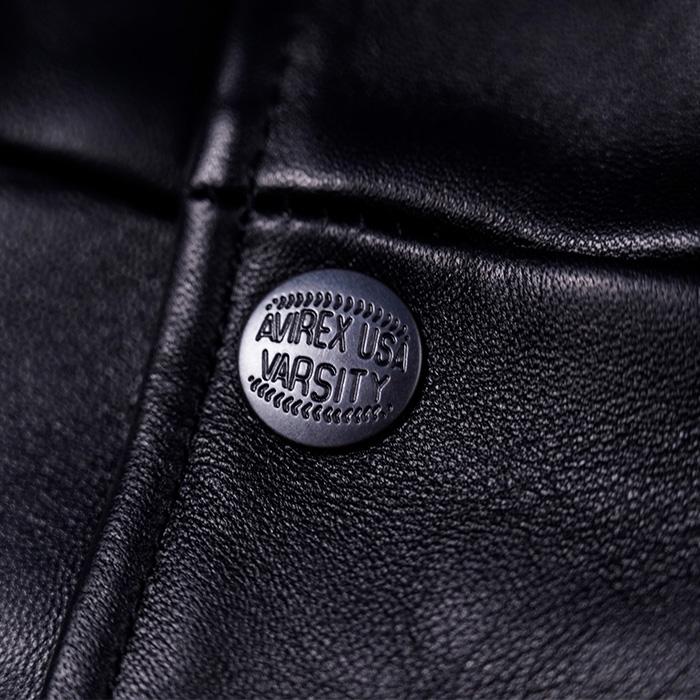 アヴィレックス ブラックライオンズ バーシティジャケット AVIREX BLACK LIONS VARCITY JACKET AVS241O06 Black ブラック 黒 スタジャン スタジアムジャンバーの画像