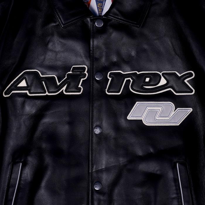 アヴィレックス ラスベガスジャケット バーシティジャケット AVIREX LIMITED EDITION CITY SERIES LAS VEGAS JACKET AVS241O08 Black ブラック 黒 ラムスキンの画像