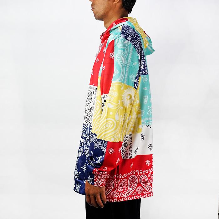 バンダナ柄ジップパーカー　ストリートy2ksupreme バンダナ柄ジップパーカー ストリートy2ksupreme