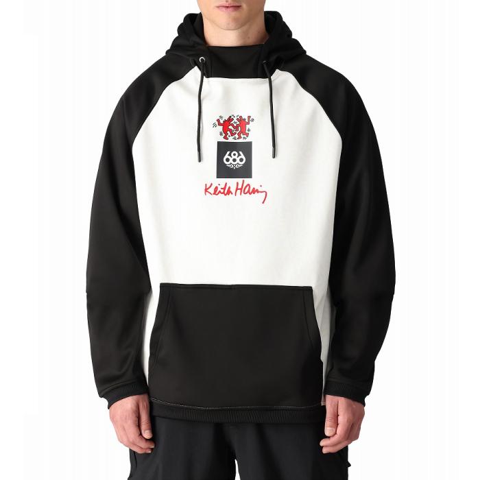 スノーボード ウェア ジャケット シックスエイトシックス 686 BONDED FLEECE PULLOVER HOODY KeithHaringWhiteCblc メンズ 24-25 日本正規品_1