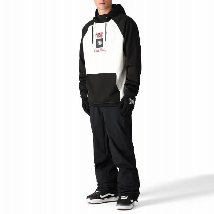 スノーボード ウェア ジャケット シックスエイトシックス 686 BONDED FLEECE PULLOVER HOODY KeithHaringWhiteCblc メンズ 24-25 日本正規品_4