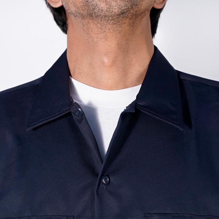 90s SOULFLY Dickies 半袖ワークシャツ XL ネイビー刺繍ロゴ 90s