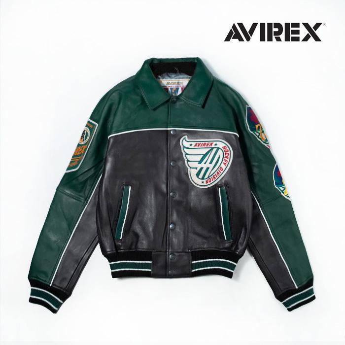 【美品】AVIREX リブ切替レザージャケット カウハイド フライトジャケット AVIREX（アヴィレックス） レザージャケット AVIREX CANADIAN DIVISION