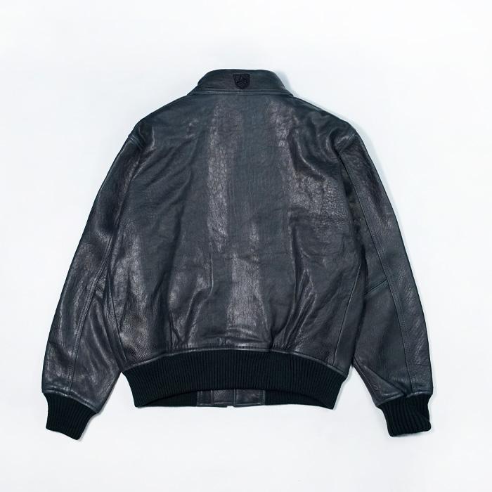 アヴィレックス A-2フライトジャケット AVIREX VINTAGE FLIGHT A2 JACKET 44AVF241O11-004 レザージャケット ブラック 黒 ラムスキン ラムレザー 羊皮 襟付きの画像