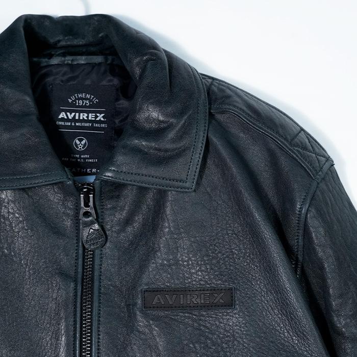 アヴィレックス A-2フライトジャケット AVIREX VINTAGE FLIGHT A2 JACKET 44AVF241O11-004 レザージャケット ブラック 黒 ラムスキン ラムレザー 羊皮 襟付きの画像