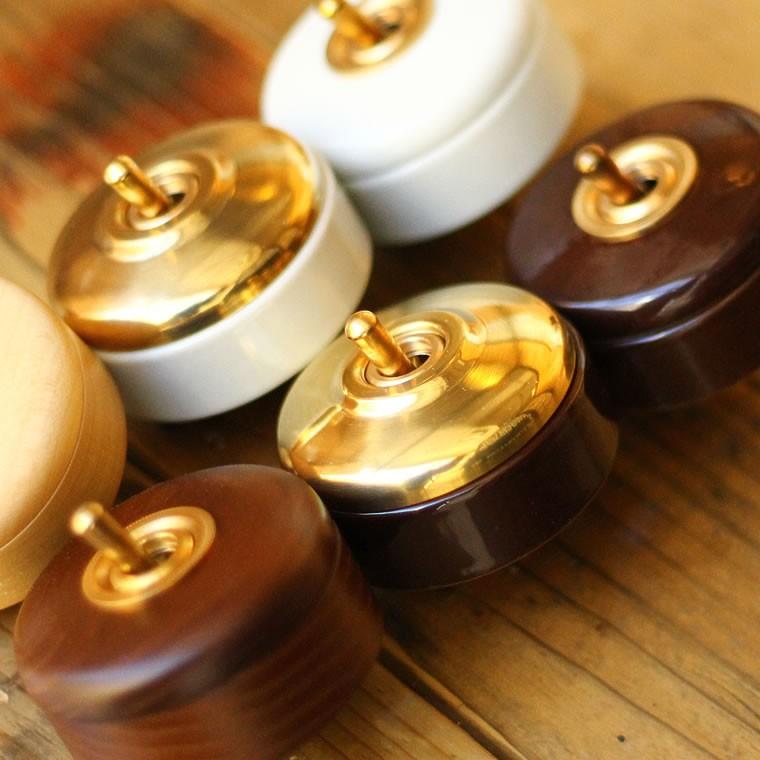 日本製 レトロ 真鍮 スイッチ ブラス・陶器素材 トグルスイッチ 日本製 レトロ 真鍮 スイッチ ブラス・陶器素材 トグルスイッチ