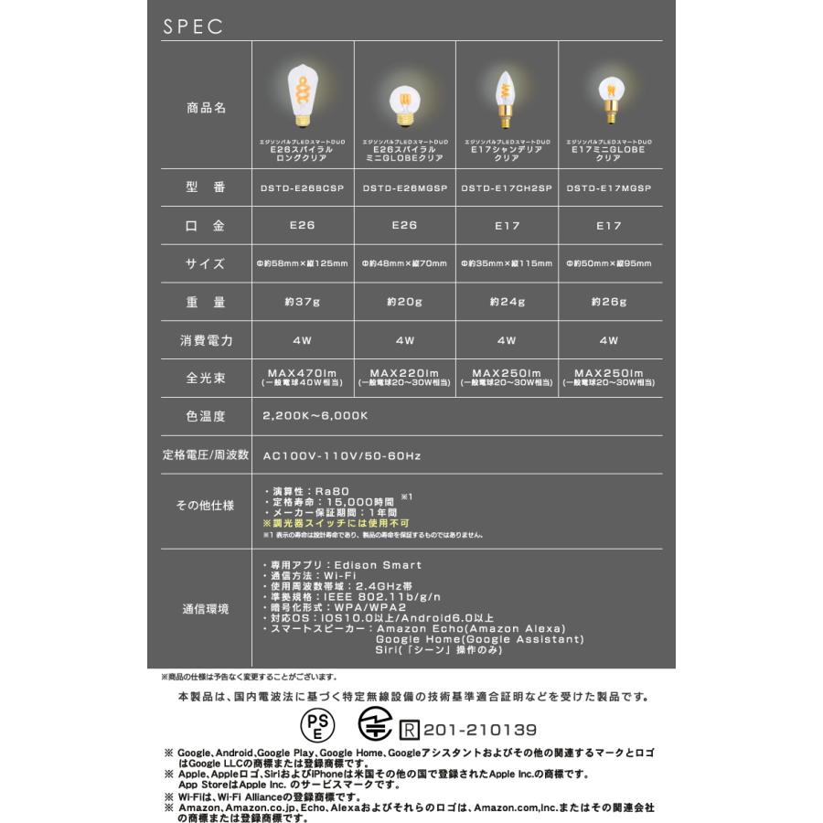 EdisonBulb 5個セット スマートLED電球 エジソンバルブLED EdisonBulb 5個セット スマートLED電球 エジソンバルブLED