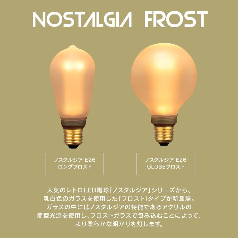 LED電球 調光器対応 フロスト E26 エジソンバルブLED ノスタルジア フロストガラス 単品 すりガラス 艶消し 照明 電球色 眩しくない おしゃれ ロング ボール球｜nestbeauty｜02