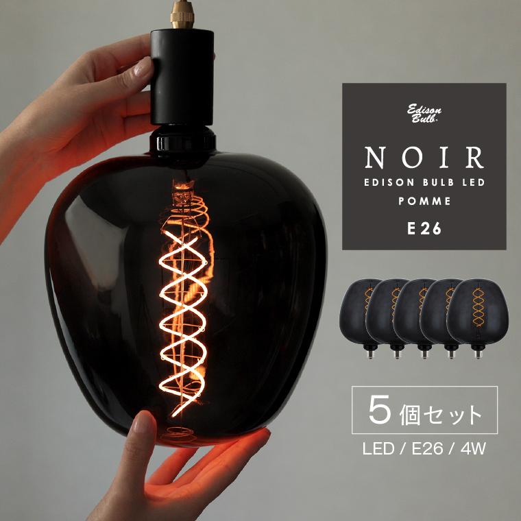 EdisonBulb 5個セット エジソンバルブLED電球 ポム ノワール E26 調光