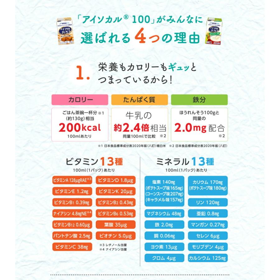アイソカル 100 キャラメル味 100ml×24パック( NHS ネスレ 栄養補助食品 栄養食品 健康食品 栄養ドリンク ドリンク 高齢者 たんぱく質 カロリー)|nestlehealthscience|08