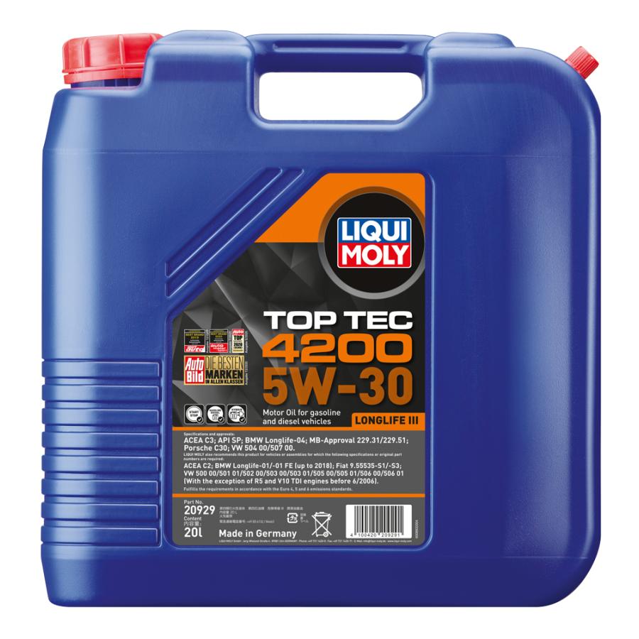 LIQUIMOLY アウディ Audi A4 アバント 2.0TFSI 8KCDN ロングライフオイル指定車用 エンジンオイル20Lボトル リキモリ高性能OIL