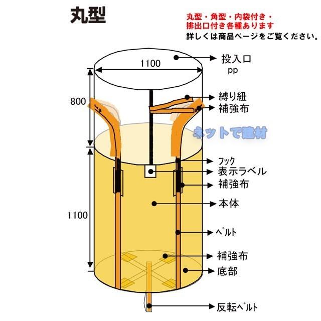 フレコンバック 丸型 1トン バージン材100%使用 50枚入 セットでお得 コンテナバッグ KUS 丸形 トン袋 1t 1ton