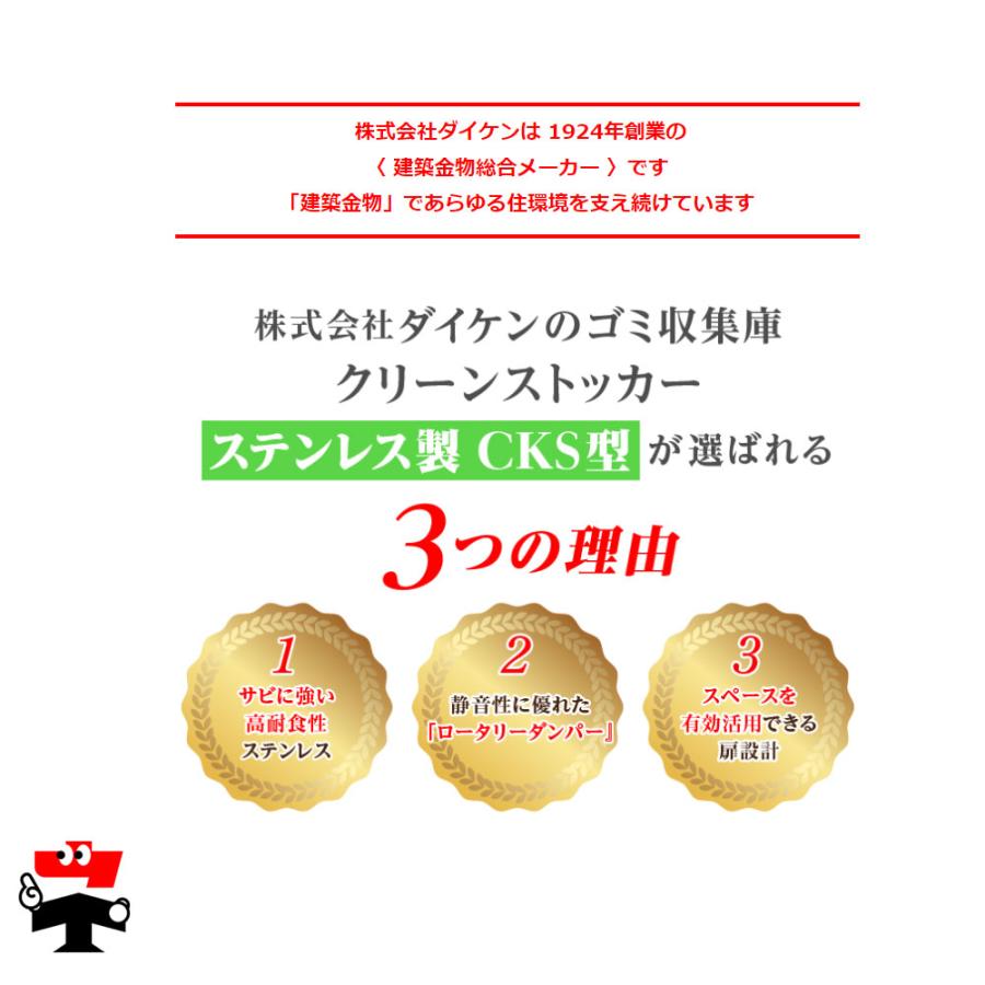 クリーンストッカー CKS-1907-A 型 奥行 750 1台 ダイケン 高さ 1160mm 容積1200L 組立式 ステンレス ゴミ 収集 屋外 ゴミ 箱 約13世帯の画像