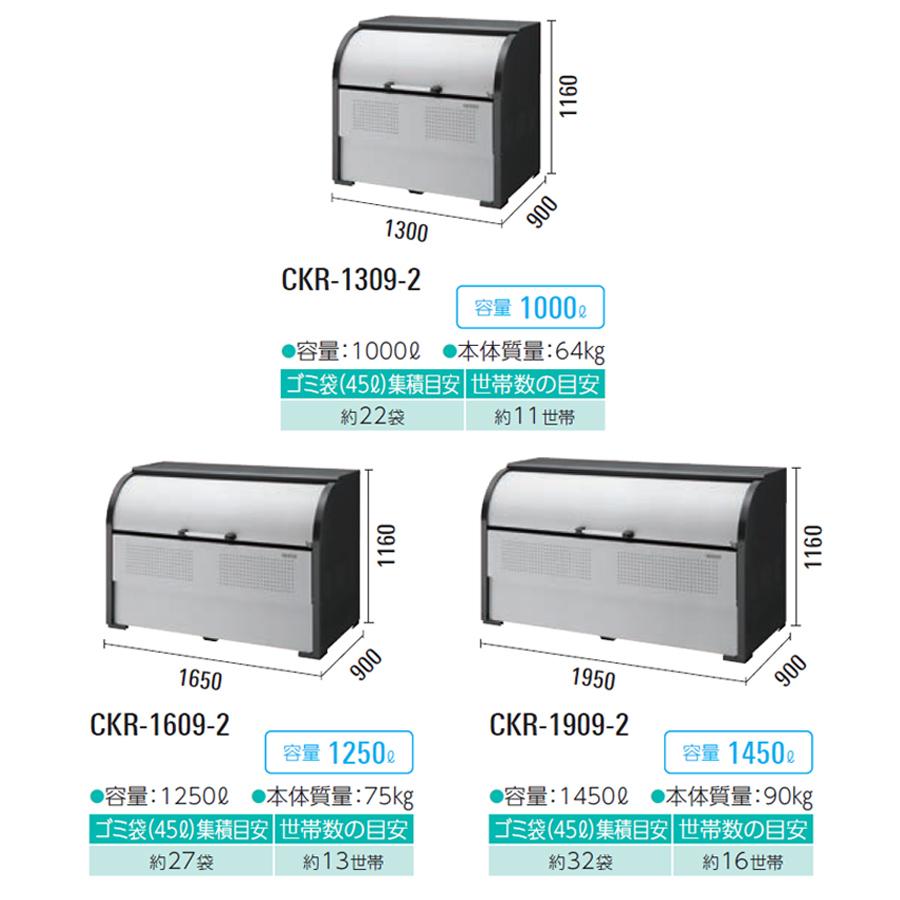 クリーンストッカー CKE-1307-2 1台 ダイケン スチール製 容量800L 高さ1160mm ゴミ収集 ゴミ収集庫 屋外 アンカー付属 組立式_7
