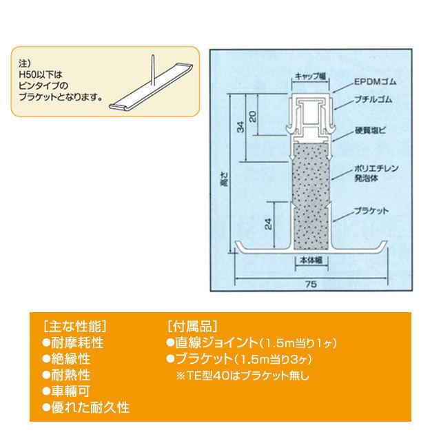 エキスパンタイ 1本 黒 TE-25-90 キャップ幅 25mmx 高さ90mm 1.5m 成形
