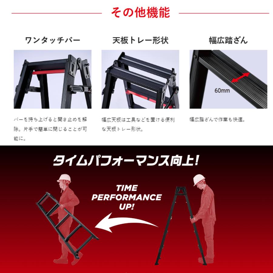 はしご兼用伸縮脚立 RYRB-15 5段 1台 長谷川工業 シャガマンブラック