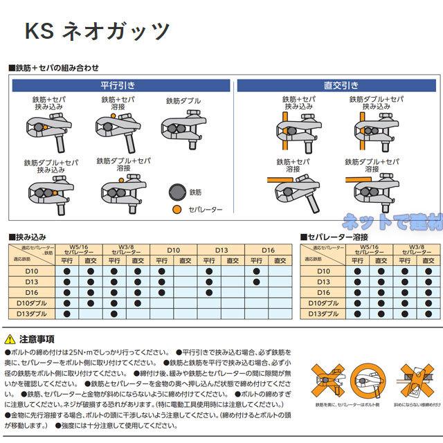 KSネオガッツ 100個セット 国元商会 0334018 型枠資材 適応鉄筋径 D10