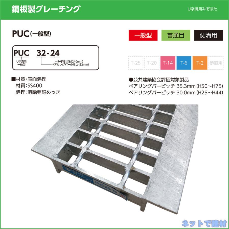 U字溝用みぞぶた PUC 38-60 T-2 1枚 ニムラ 溝幅600ｍｍ 鋼板製グレーチング 一般型 普通目 側溝用｜net-de-kenzai｜02