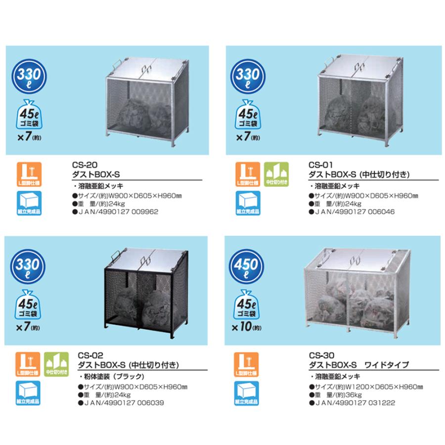 ダストBOX-S スリム CS-04 1台 SANKA 170L 紛体塗装 ブラック 組立完成品 個人宛配送不可